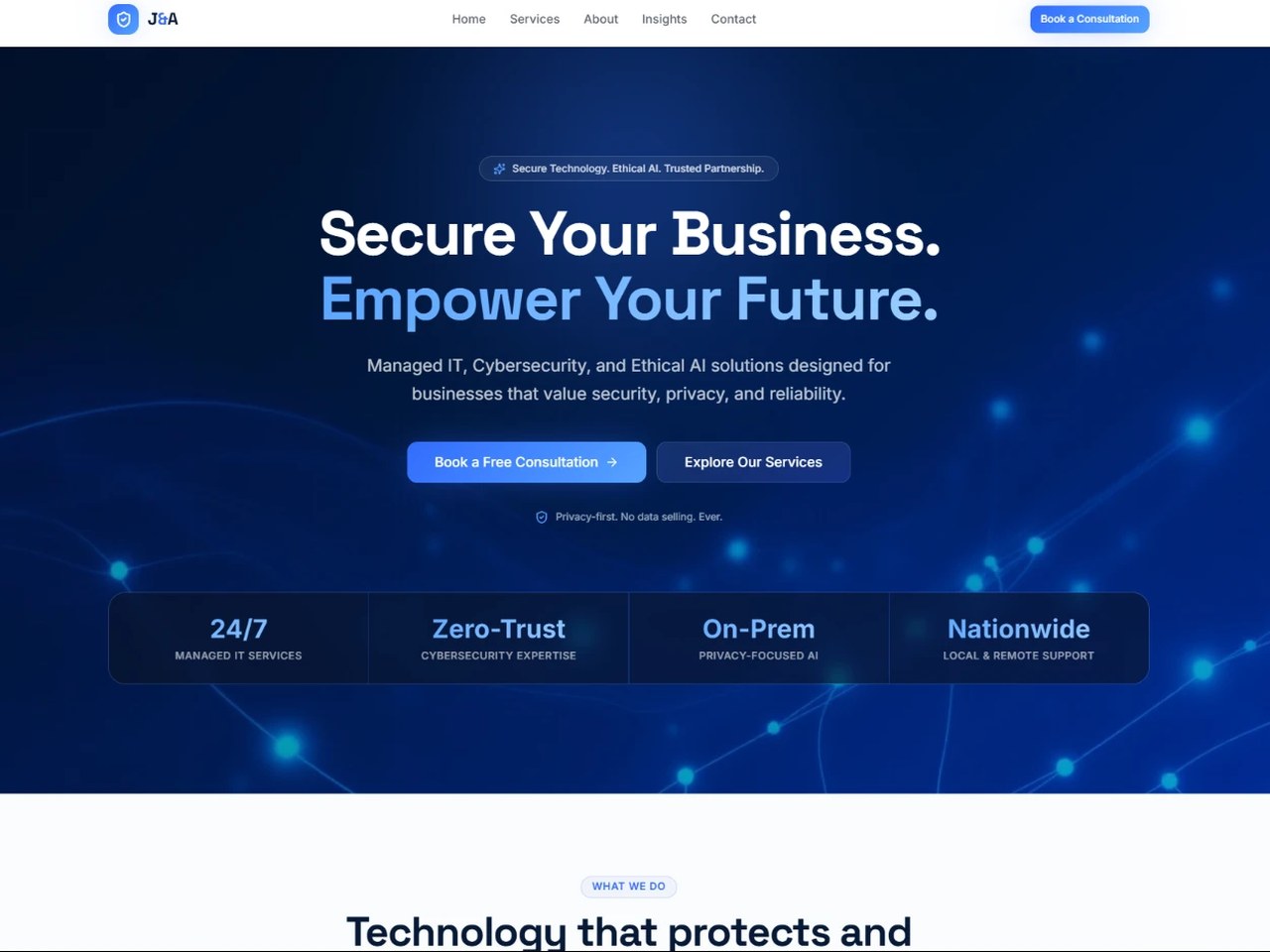 Website design preview for IT & Cybersecurity Website