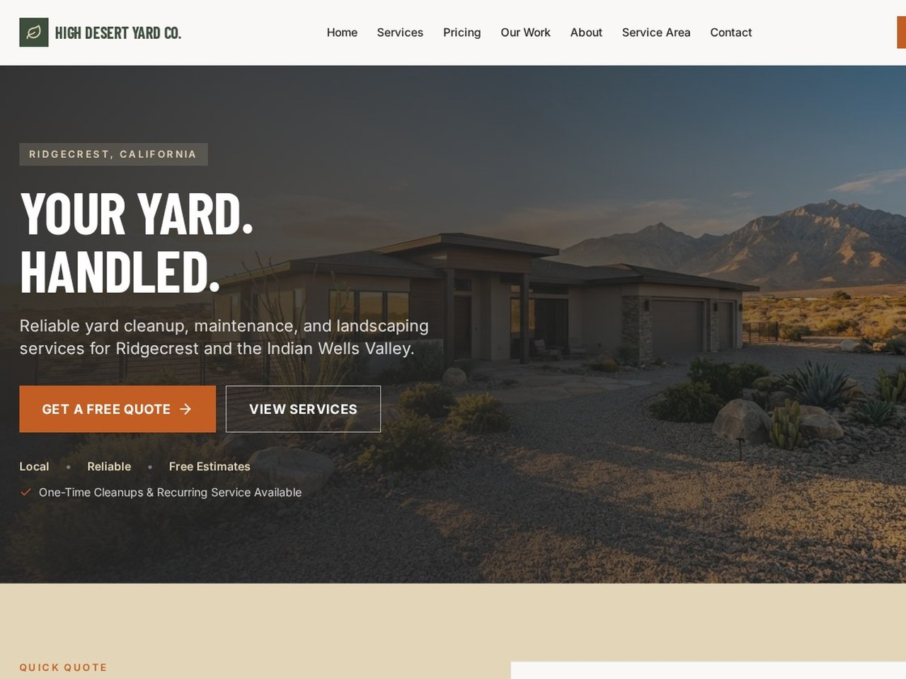 Website design preview for Landscaping & Home Services Website