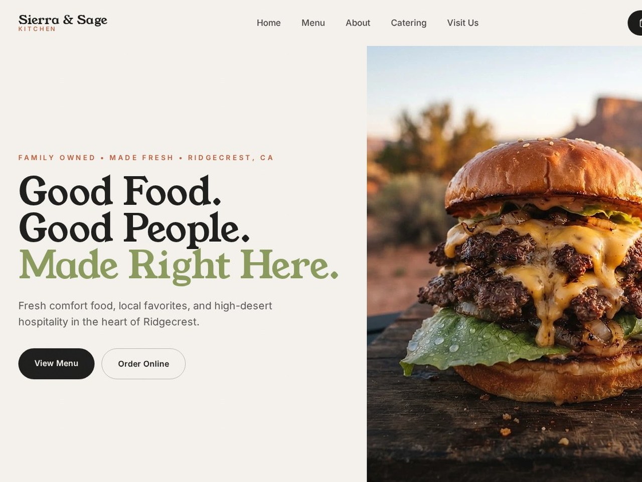 Website design preview for Restaurant & Hospitality Website